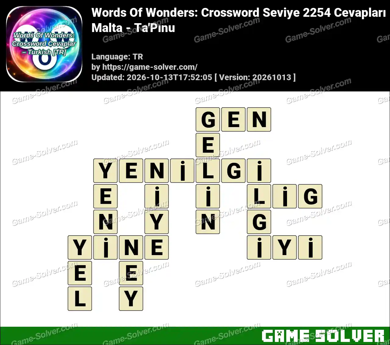 Words Of Wonders: Crossword Seviye 2254 Cevapları – Malta – Ta’Pınu